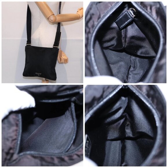 PRADA Shoulder Bag Nylon Black Silver - Picture 16 of 16